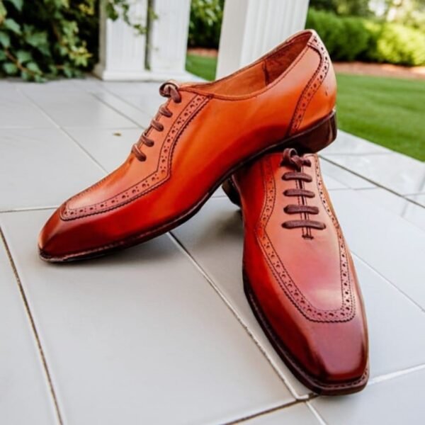 Stylish Tan Brown Designer Dress Shoes for Men Lace Up Formal Shoes